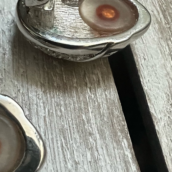 VINTAGE CHRISTIAN DIOR Silver Earrings Pave Crystal Rhinestones Clip On Retro - Picture 4 of 8